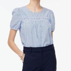 J. Crew Factory Striped Puff-sleeve Top